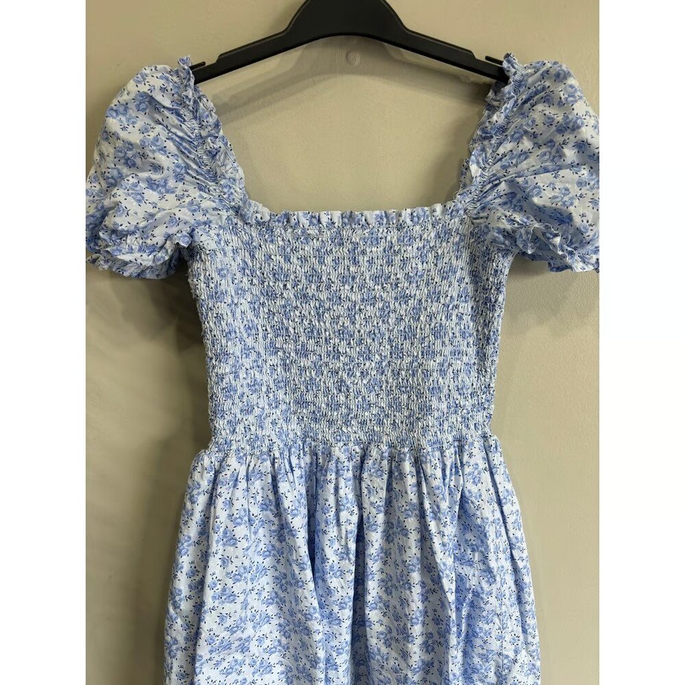 Janie & Jack Smocked Dress Girls Sz 18 Floral Cottagecore Fit& Flare Puff Sleeve - Picture 4 of 5